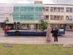 Statue and Bus with Portrait of former Jewish Mayor